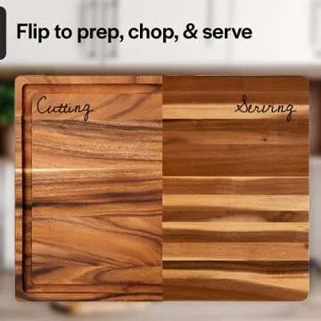 Villa Acacia Wood Carving Board 20 x 15 Inch Large with Juice Groove and Well