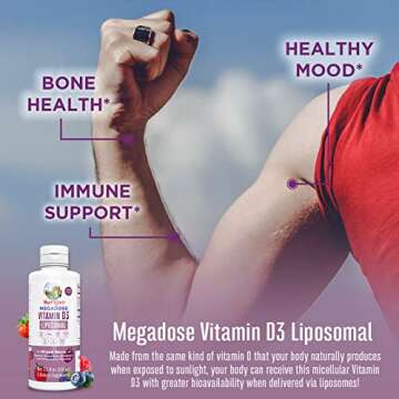 Megagose Vitamin D3 Liposomal by MaryRuth's| Vitamin D 4000 IU | Ultra Absorption | Immune Support f...