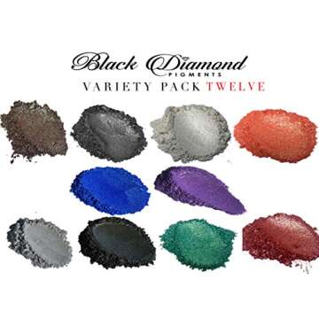 BLACK DIAMOND PIGMENTS Variety Pack 12 (10 Colors) Mica Powder Diamond Series Variety Pigment Packs (Epoxy,Paint,Color,Art)