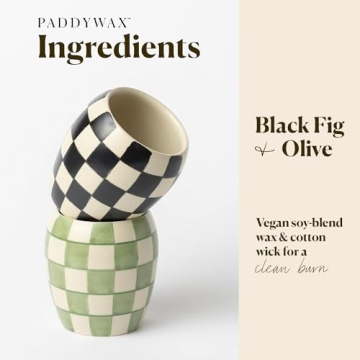 Paddywax Checkmate Artisan Hand-Poured Scented Candle, 11-Ounce, Black Fig + Olive
