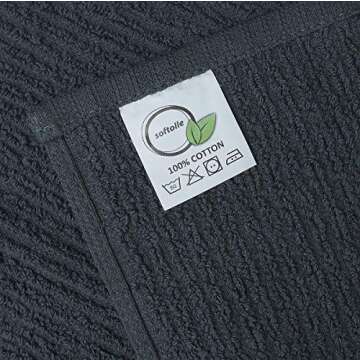 Softolle Kitchen Towels, Pack of 12 Bar Mop Towels -16x19 Inches -100% Cotton White Towels - Super Absorbent Bar Towels, Multi-Purpose for Home, Kitchen and Bar Cleaning (Grey)