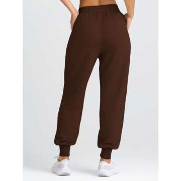 AUTOMET Womens Fashion Sweatpants Preppy Clothes Stuff Lounge Baggy Cotton Joggers Fall Athletic Pants with Pockets Brown M