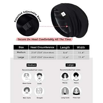 YANIBEST Satin Sleep Cap Bonnet for Curly Hair Protection