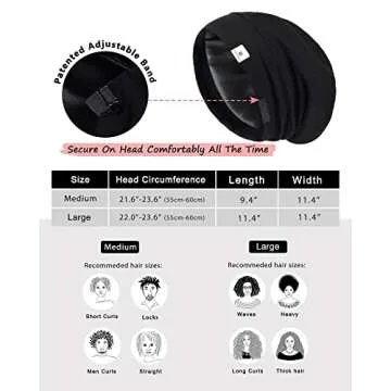 YANIBEST Satin Sleep Cap Bonnet for Curly Hair Protection