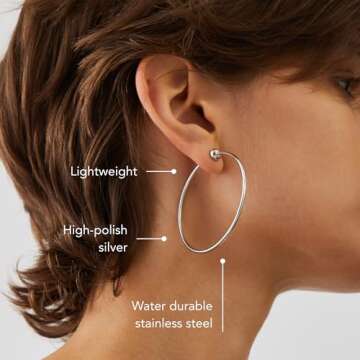 JENNY BIRD Icon Hoop Earrings | High Polish Platinum, Tension Closure | Sleek, Chunky Designer Jewelry for Women