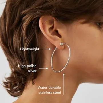 JENNY BIRD Icon Hoop Earrings | High Polish Platinum, Tension Closure | Sleek, Chunky Designer Jewel...