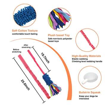 wodoca Dog Tug Toy,Dog Toys for Aggressive Chewers Dog Rope Toy with Strong Squeak - Easy to GRAP La...