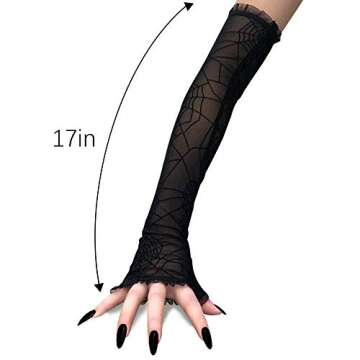 Luhiew Halloween Decorations Women's Spider Web Arm Warmer and Headband for Hallow Party (Spider Web Arm Warmer)