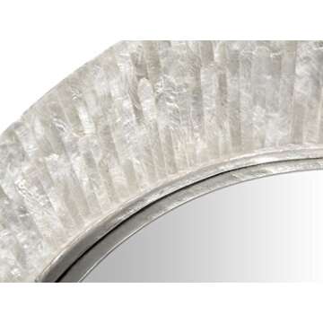 KOUBOO 1040142, Pearlescent White Round Capiz Seashell Sunray Wall Mirror