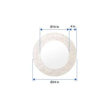 KOUBOO 1040142, Pearlescent White Round Capiz Seashell Sunray Wall Mirror