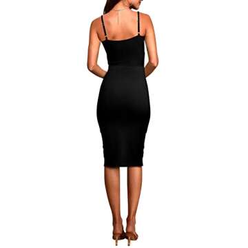 Pink Queen Women's Sexy Cutout Bodycon Dress Spaghetti Strap Formal Party Cocktail Ribbed Midi Dress...