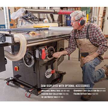 SAWSTOP 10-Inch Industrial Cabinet Saw, 5-HP, 52-Inch Industrial T-Glide Assembly (ICS53480-52)