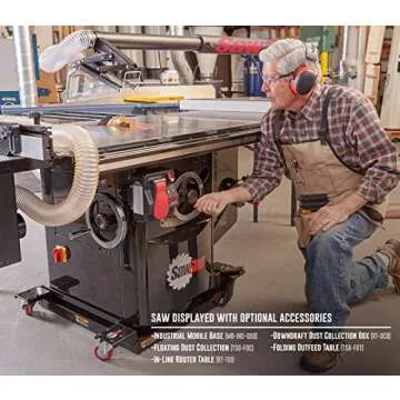 SAWSTOP 10-Inch Industrial Cabinet Saw, 5-HP, 52-Inch Industrial T-Glide Assembly (ICS53480-52)