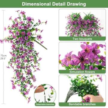 Artificial Fake Hanging Flowers for Indoor Outdoor Decor