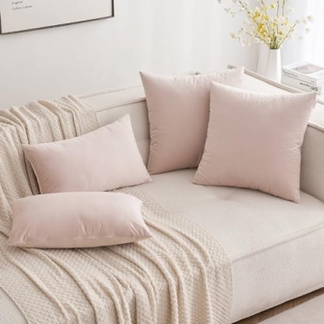 Soft MIULEE Pink Velvet Throw Pillow Cover 12 x 20 Inch