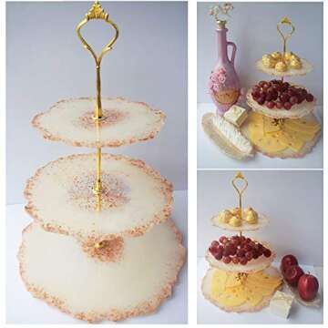 Handmade Tiered Tray Model, 3 Tier Cake Stand Resin Models, Cupcake Holder Silicone Casting Model, Reusable Tower Display, Resin DIY Tool for Pastry Cookies Plate Stand - Cake Stand Model