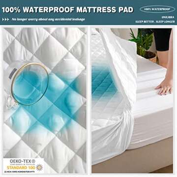 UNILIBRA Cal King Mattress Cover Waterproof, Deep Pocket Mattress Pad Protector Fits to 6''-21'', Br...