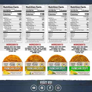 Proudly Pure Parmesan Cheese Crisps - Keto Snacks Zero Carb Crunchy Delicious Healthy 100% Natural Aged Cheesy Parm Chips Wheat & Gluten Free Keto Crackers Low Carb Snacks (Variety Pack, 4 Pack)