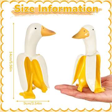 2 Pcs Banana Duck Statue 5.56" Garden Decor Banana Duck Sculpture Garden Ornament Funny Creative Res...