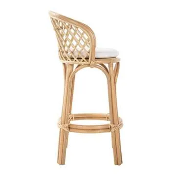 Kouboo Rattan Bar Height Stool with Backrest and Cushion