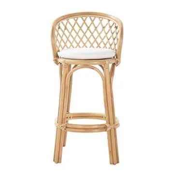 Kouboo Rattan Bar Height Stool with Backrest and Cushion