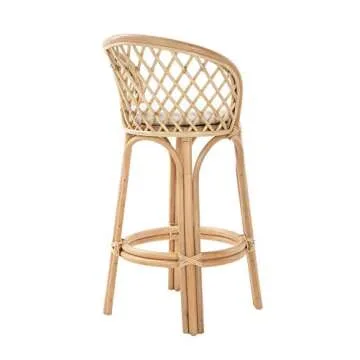 Kouboo Rattan Bar Height Stool with Backrest and Cushion