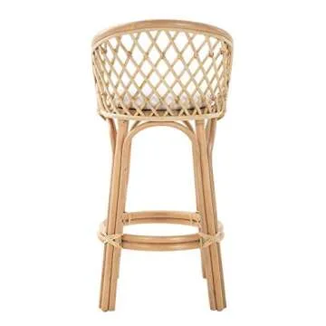 Kouboo Rattan Bar Height Stool with Backrest and Cushion