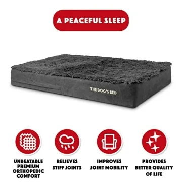 The Dog’s Bed Orthopedic Memory Foam Dog Bed, XL Grey Fur, Pain Relief for Joint Conditions, Water...