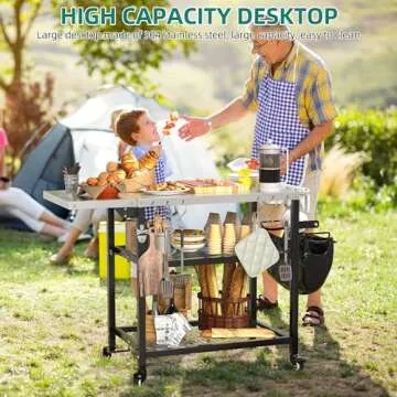 YITAHOME Outdoor Grill Table with Wheels and Foldable Design