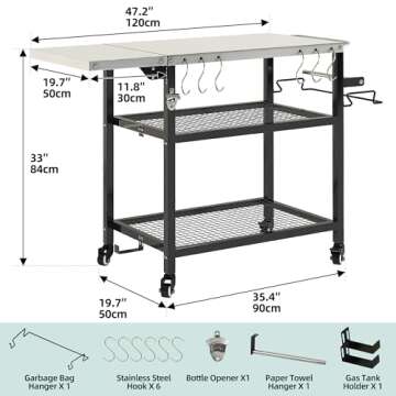 YITAHOME Outdoor Grill Table with Wheels and Foldable Design