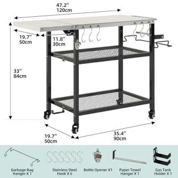 YITAHOME Outdoor Grill Table with Wheels and Foldable Design