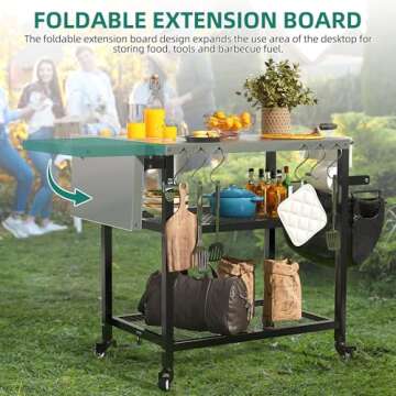 YITAHOME Outdoor Grill Table with Wheels and Foldable Design