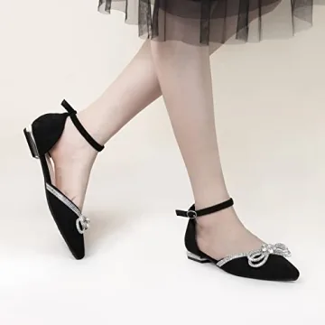 Elegant Zelaprox Women's Rhinestone Black Flats for All Occasions