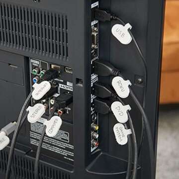 Cable Labels by Wrap-It Storage, Regular, White (36 Pack) - Write On Cord Labels, Wire Labels, Cable...