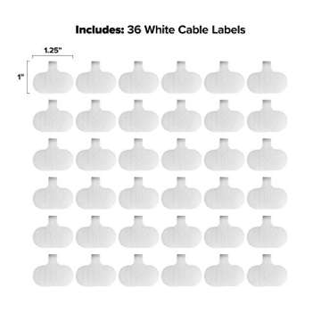 Cable Labels by Wrap-It Storage, Regular, White (36 Pack) - Write On Cord Labels, Wire Labels, Cable Tags and Wire Tags for Cable Management and Electronics, Computers. Great Stocking Stuffer
