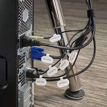 Cable Labels by Wrap-It Storage, Regular, White (36 Pack) - Write On Cord Labels, Wire Labels, Cable Tags and Wire Tags for Cable Management and Electronics, Computers. Great Stocking Stuffer