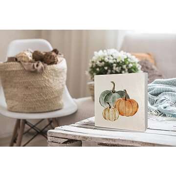 KEUSPI Fall Pumpkin Decor - Charming Wooden Sign for Autumn