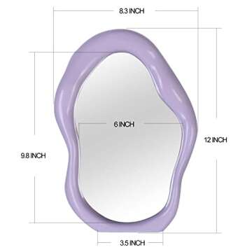 Simmer Stone Polymorph Pattern Irregular Makeup Mirror Tabletop Vanity Mirror Cosmetic Desktop Mirror Hanging Wall Mirrors Desk Countertop Dressing for Home Bedroom Decorative Purple