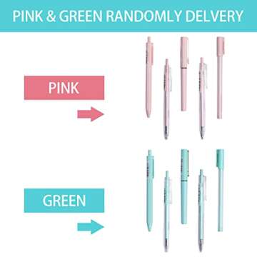 Buqoo Gel Pens Set,0.35mm Pens Fine Point & 0.5mm Pens Fine Point, Black Quick-Drying Ink.There Are 5 Types Of Gel Ink Pens (Light Pink)