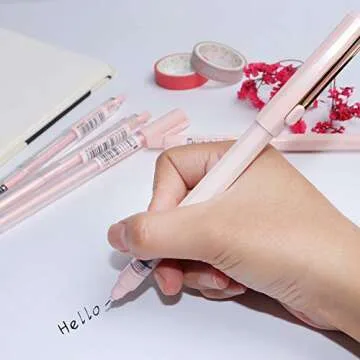 Buqoo Gel Pens Set,0.35mm Pens Fine Point & 0.5mm Pens Fine Point, Black Quick-Drying Ink.There Are 5 Types Of Gel Ink Pens (Light Pink)
