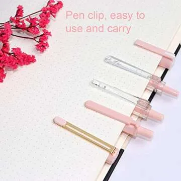 Buqoo Gel Pens Set,0.35mm Pens Fine Point & 0.5mm Pens Fine Point, Black Quick-Drying Ink.There Are 5 Types Of Gel Ink Pens (Light Pink)