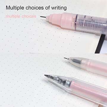 Buqoo Gel Pens Set,0.35mm Pens Fine Point & 0.5mm Pens Fine Point, Black Quick-Drying Ink.There Are 5 Types Of Gel Ink Pens (Light Pink)