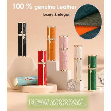 Perfume Travel Refillable Bottle,Genuine Leather Perfume Atomizer,Mini Travel Cologne Dispenser,Portable Sprayer Pocket Size Atomizer for Cruise Car Trip Purse Gift 5ml - White