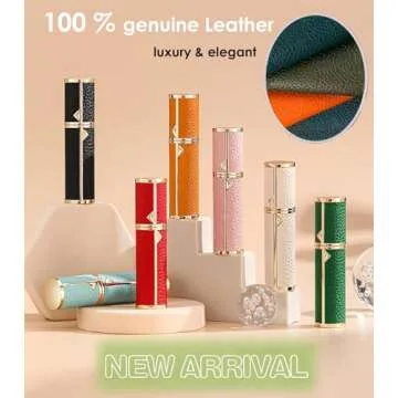 Perfume Travel Refillable Bottle,Genuine Leather Perfume Atomizer,Mini Travel Cologne Dispenser,Portable Sprayer Pocket Size Atomizer for Cruise Car Trip Purse Gift 5ml - White