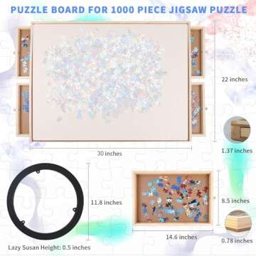 WOOD CITY 1000 Piece Puzzle Board with Drawers and Covers