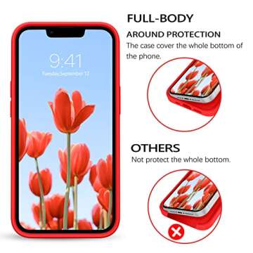 GUAGUA Compatible with iPhone 13 Pro Max Case 6.7 Inch Liquid Silicone Soft Gel Rubber Slim Microfiber Lining Cushion Texture Cover Shockproof Protective Phone Case for iPhone 13 Pro Max, Red