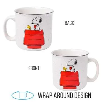 Silver Buffalo Peanuts Snoopy and Woodstock Get Cozy Ceramic Camper Mug, 20 Ounces