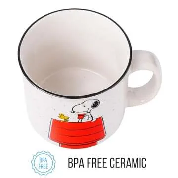 Silver Buffalo Peanuts Snoopy and Woodstock Get Cozy Ceramic Camper Mug, 20 Ounces