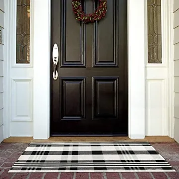 Stylish Collive Black and White Outdoor Rug | Washable Cotton Mat