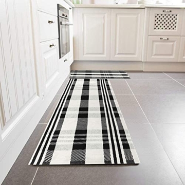 Stylish Collive Black and White Outdoor Rug | Washable Cotton Mat